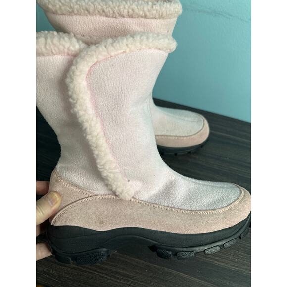 Lands End Boots Womens 7 B Mid Calf Back Zip Insulated Winter Boot pink Suede - Picture 7 of 8